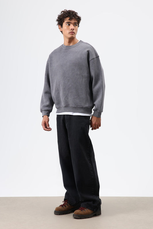 Basic Oversize Yıkamalı Sweatshirt