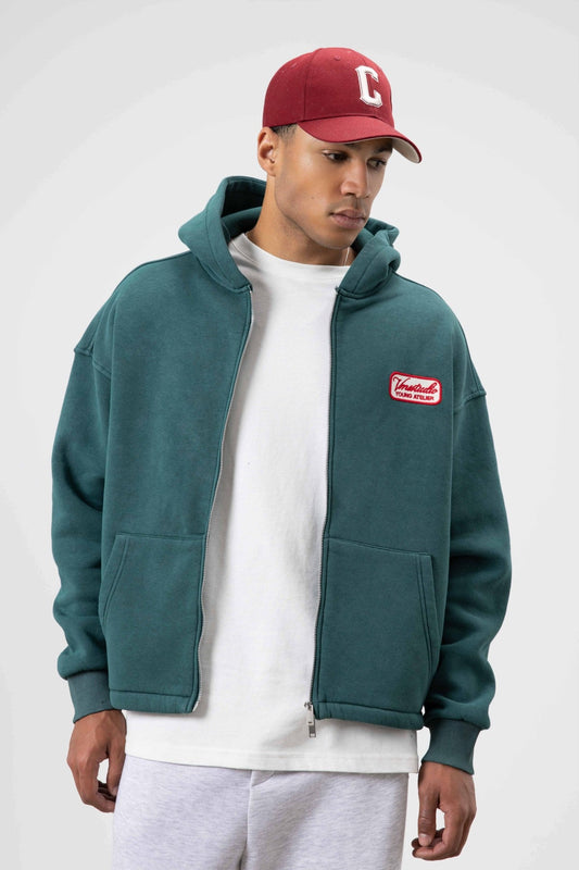 Oversize Fermuarlı Kapüşonlu Sweatshirt