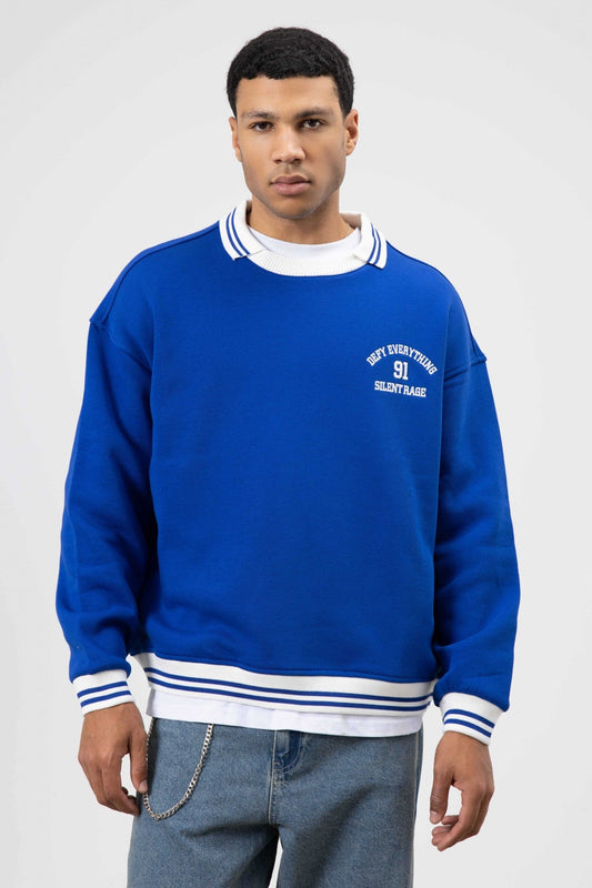 Oversize Yaka Nakış Detaylı Sweatshirt