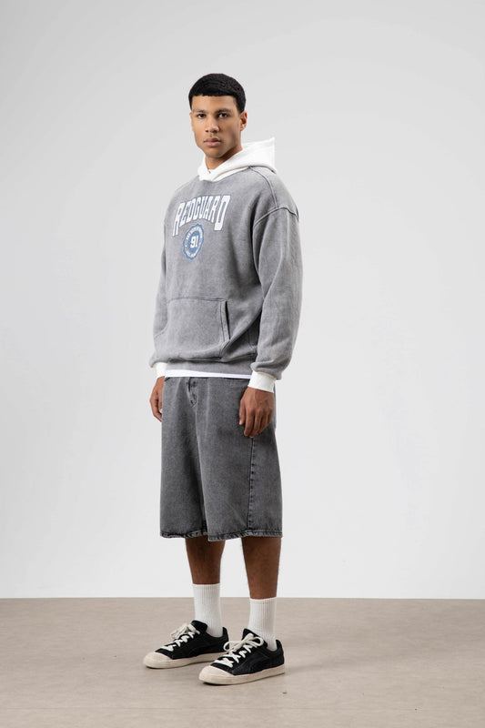 Oversize Baskılı Kapüşonlu Sweatshirt