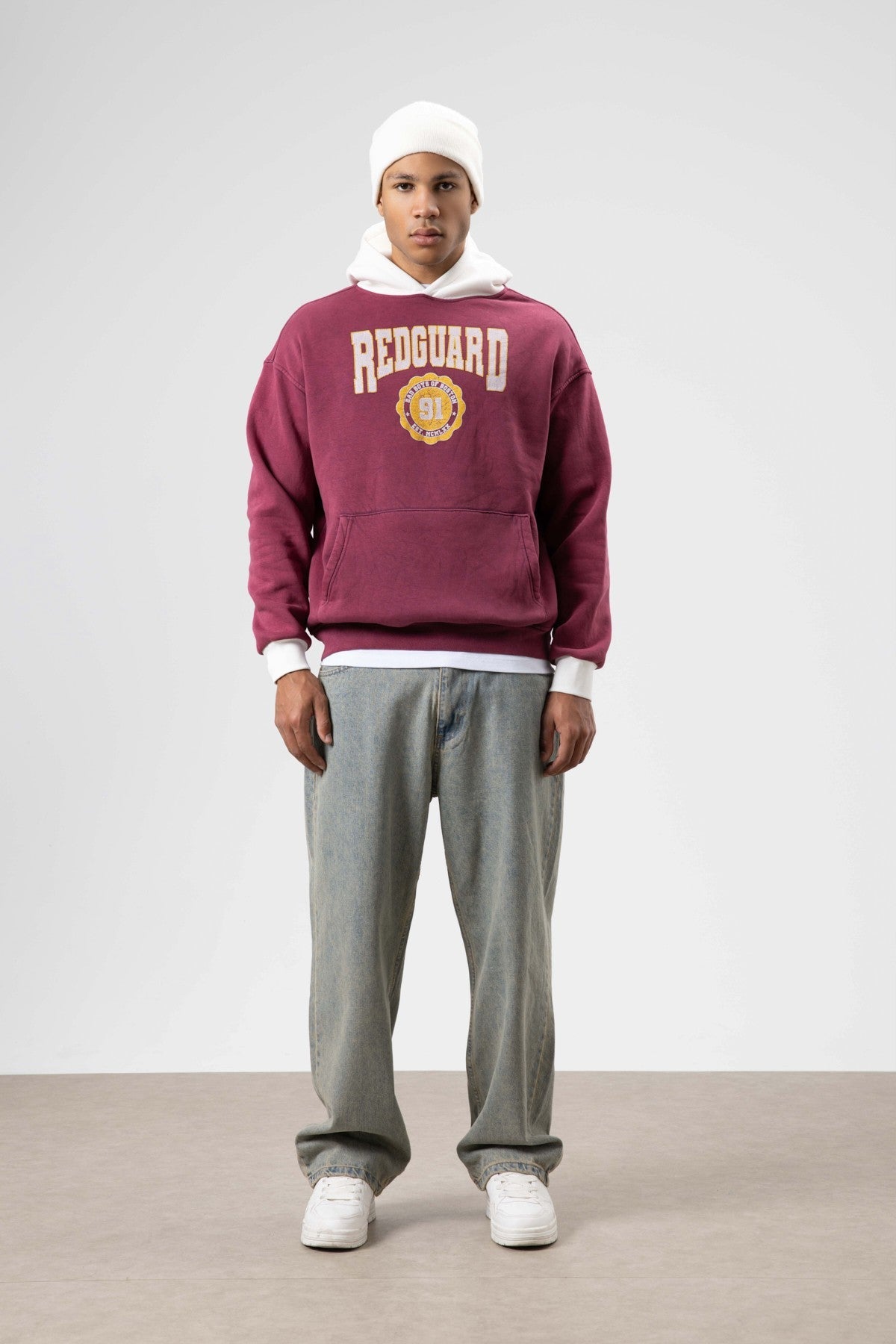 Oversize Baskılı Kapüşonlu Sweatshirt