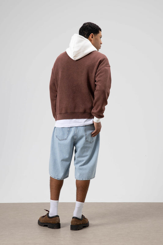 Oversize Baskılı Kapüşonlu Sweatshirt