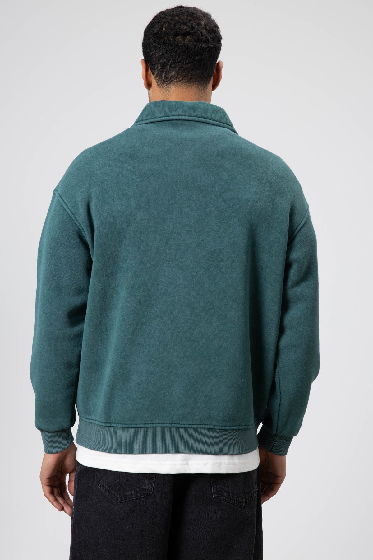 Yaka Fermuarlı Oversize Baskılı Sweatshirt
