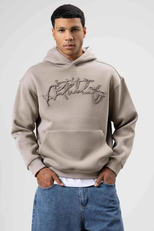 Oversize Baskılı Kapüşonlu Sweatshirt