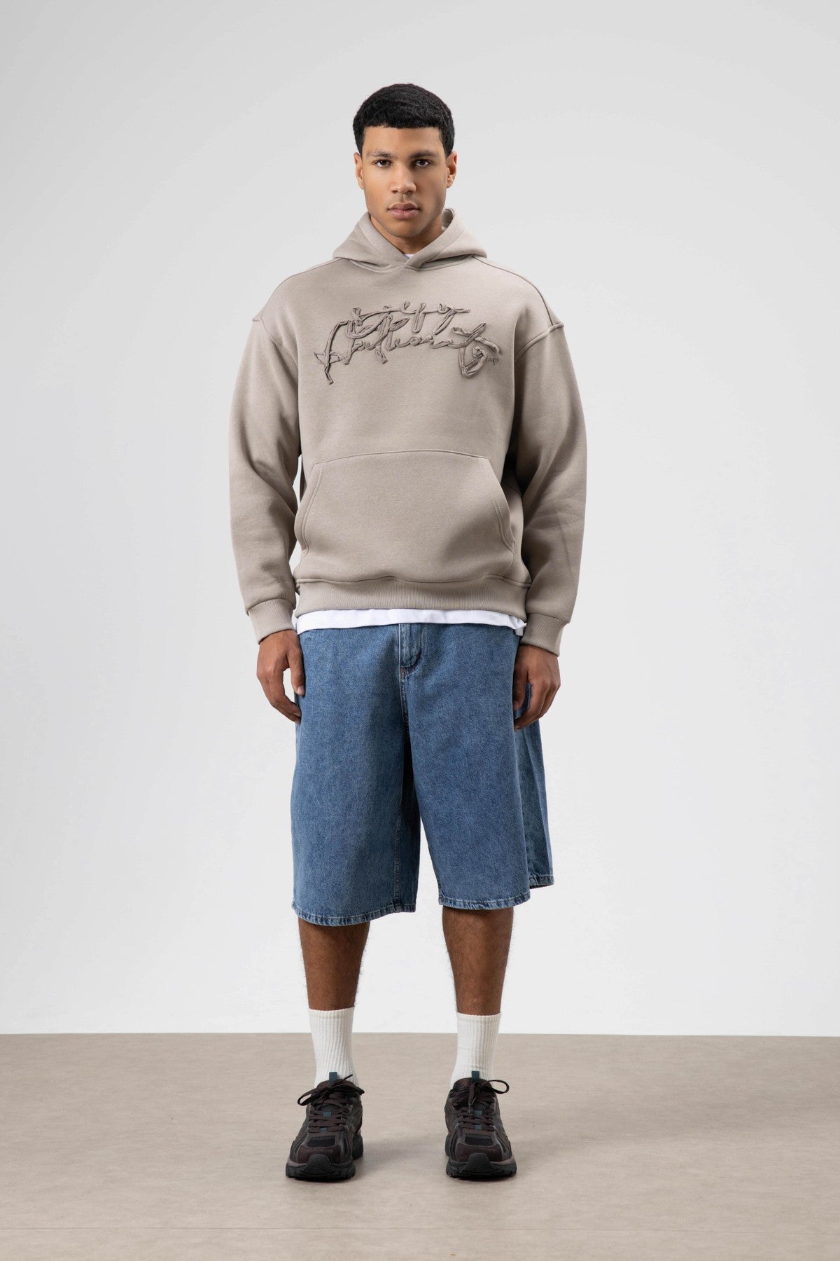 Oversize Baskılı Kapüşonlu Sweatshirt