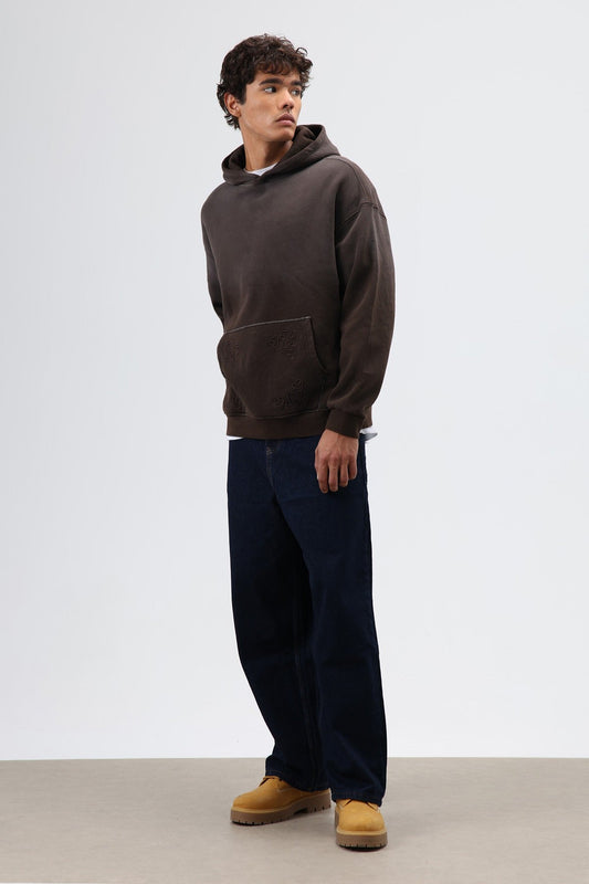 Oversize Nakış Detaylı Hoodie