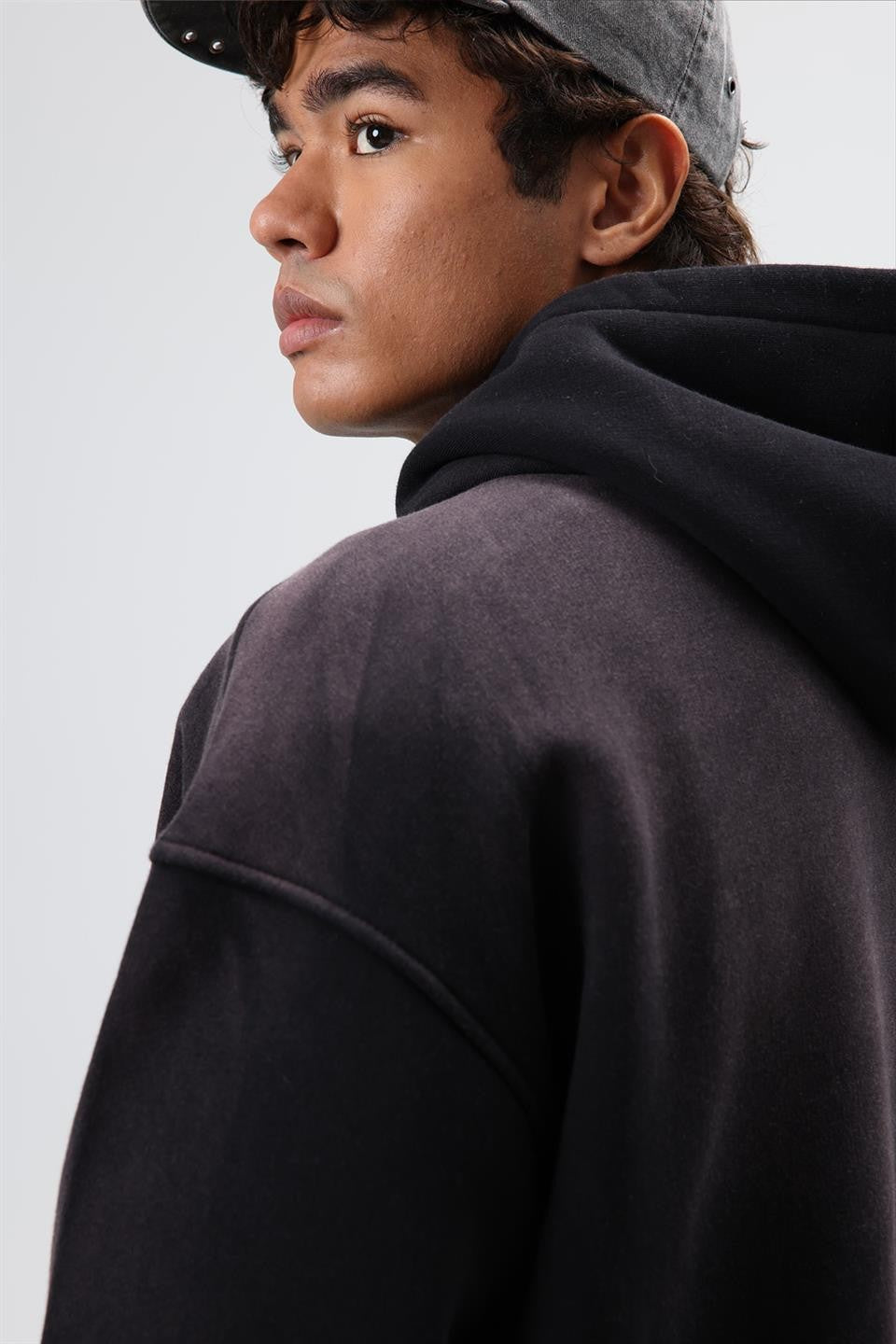 Oversize Baskılı Yıkamalı Hoodie