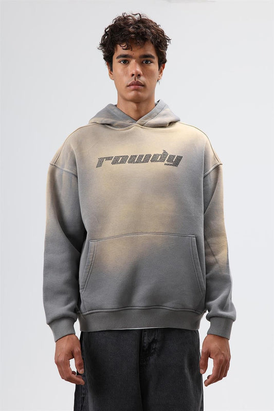 Oversize Baskılı Yıkamalı Hoodie