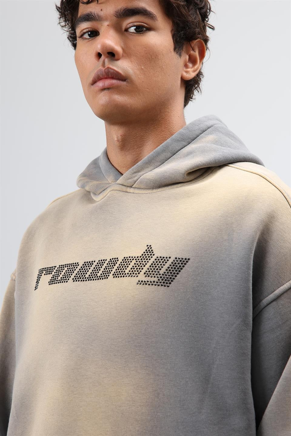 Oversize Baskılı Yıkamalı Hoodie