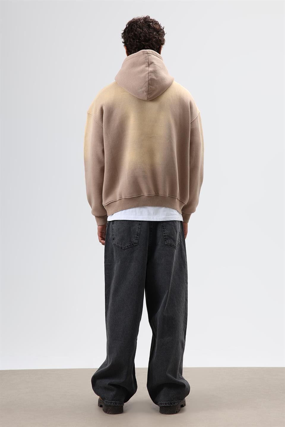 Oversize Baskılı Yıkamalı Hoodie