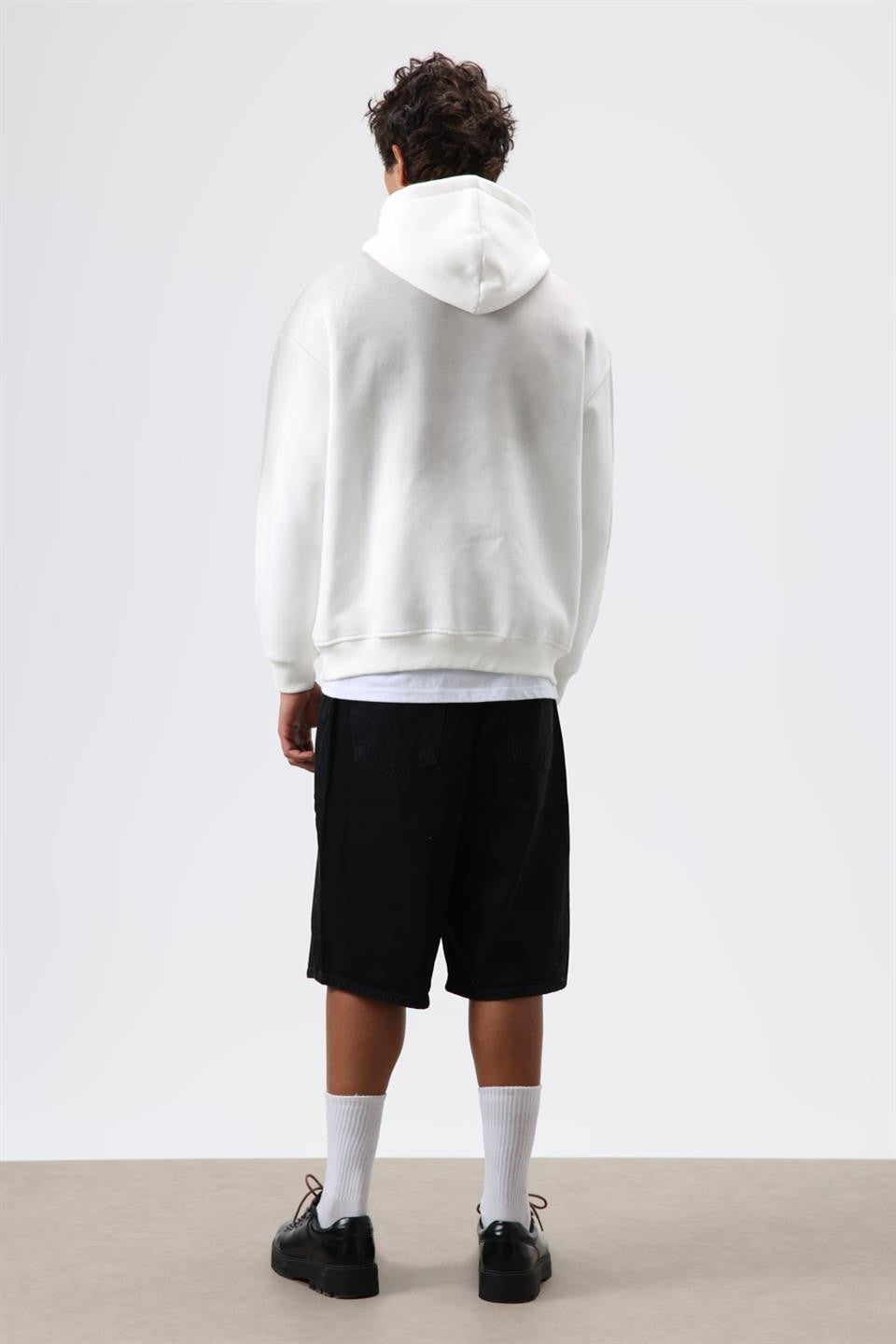 Oversize Baskılı Yıkamalı Hoodie