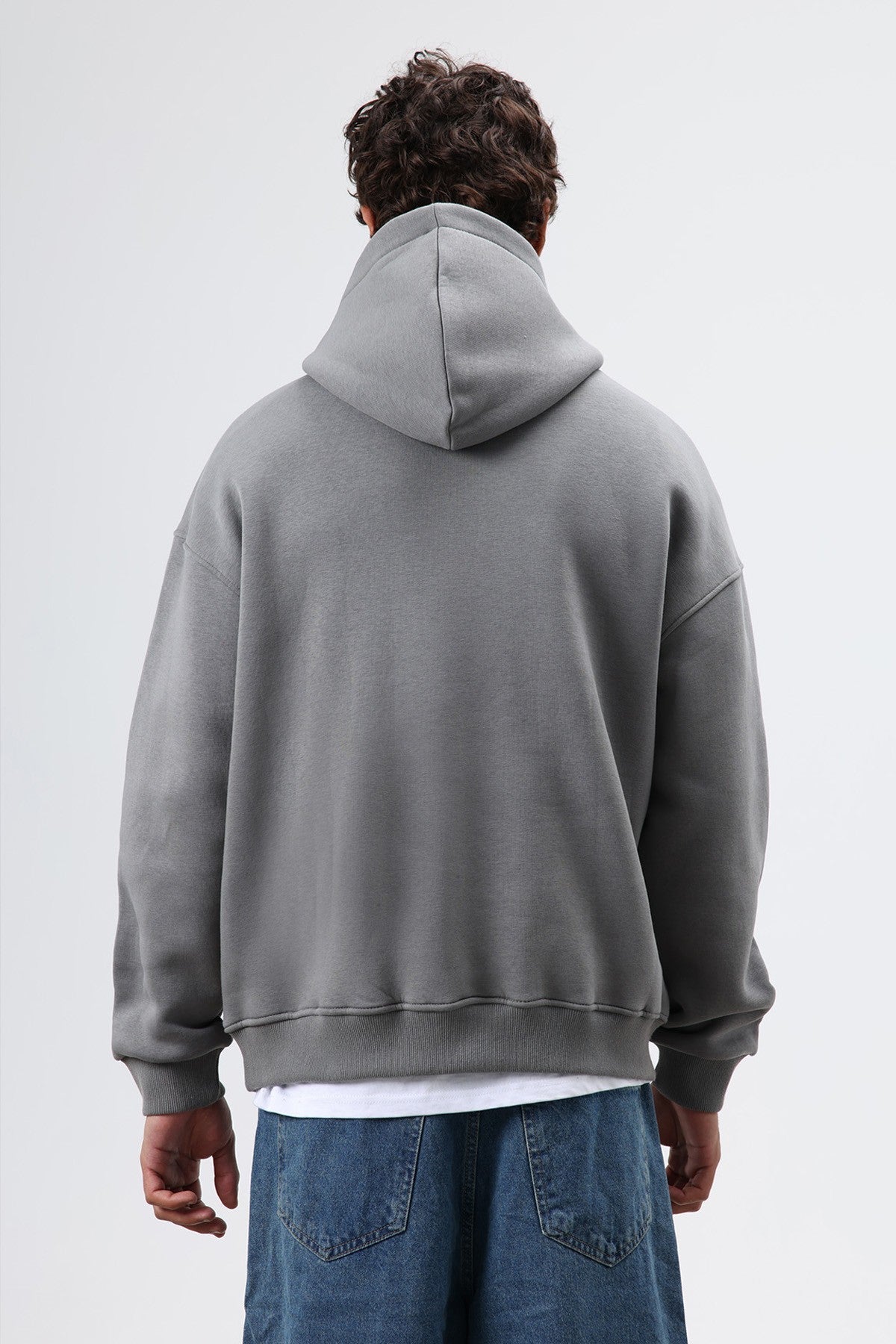 Oversize Baskılı Kapüşonlu Sweatshirt