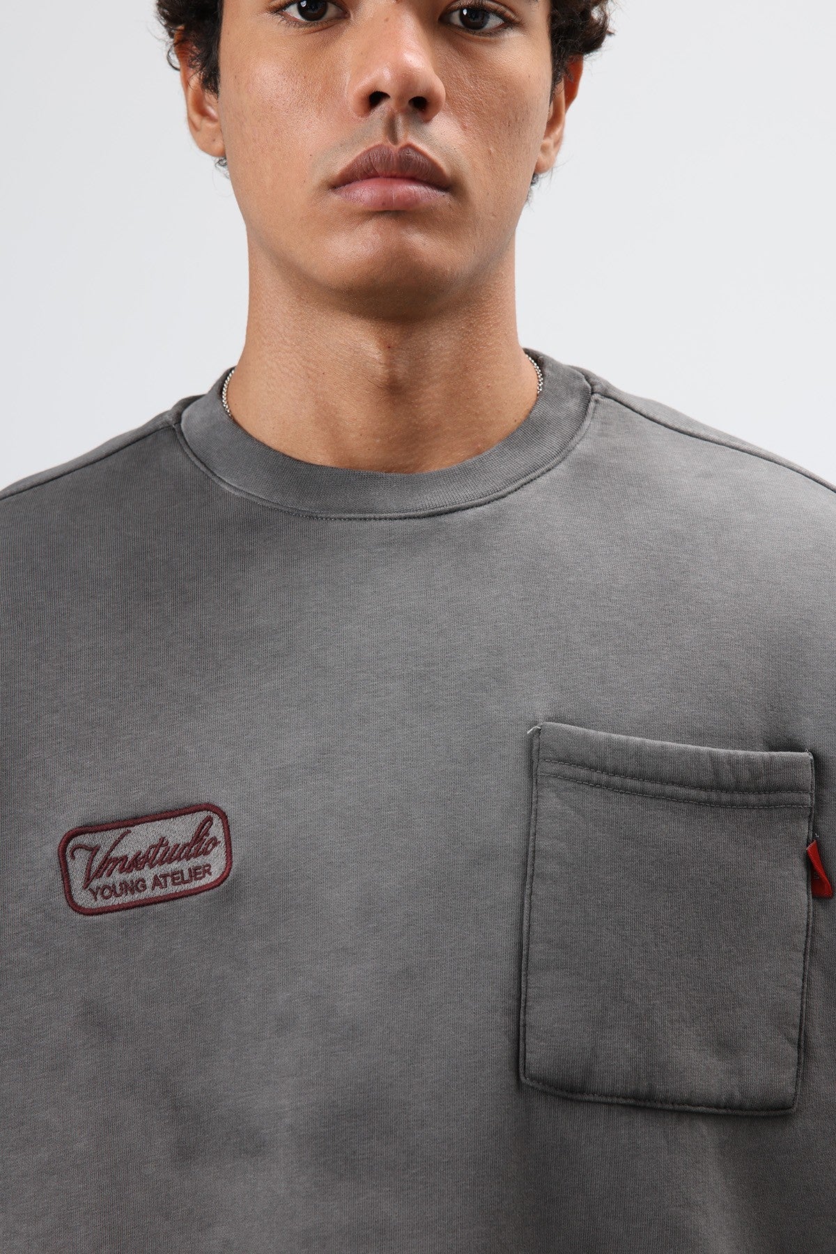 Oversize Bisiklet Yaka Cepli Sweatshirt