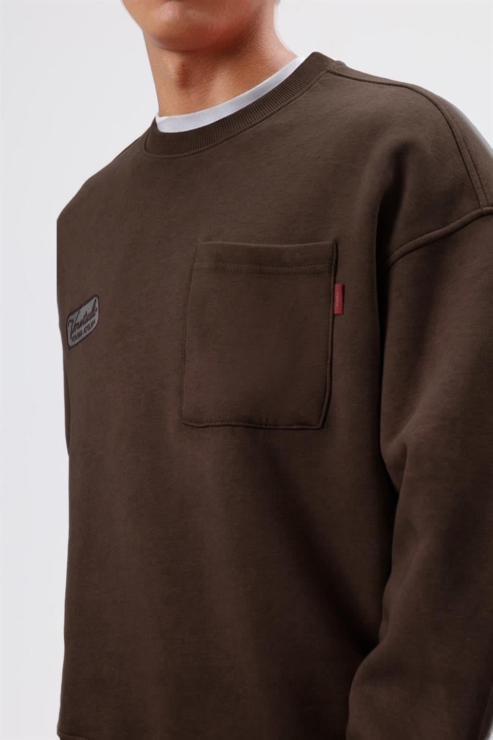 Oversize Bisiklet Yaka Cepli Sweatshirt