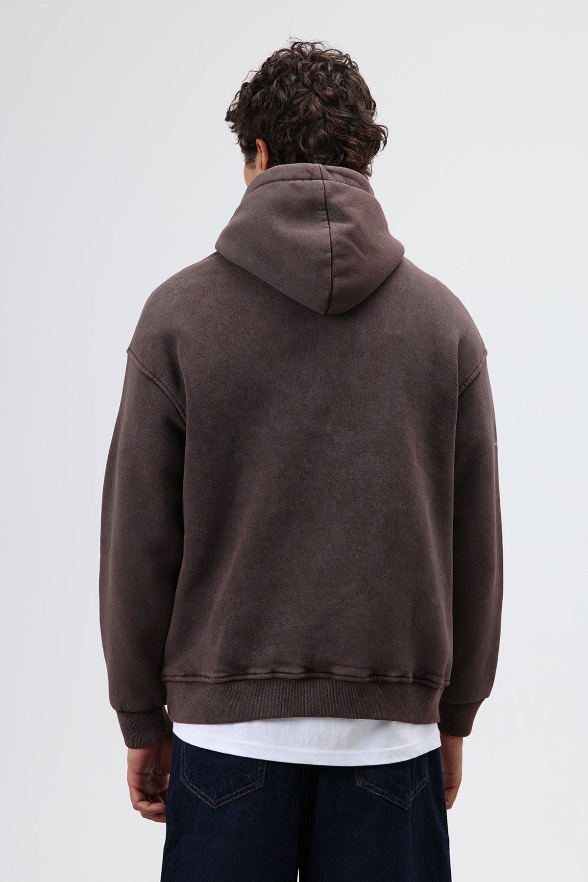 Oversize Baskılı Kapüşonlu Hoodie