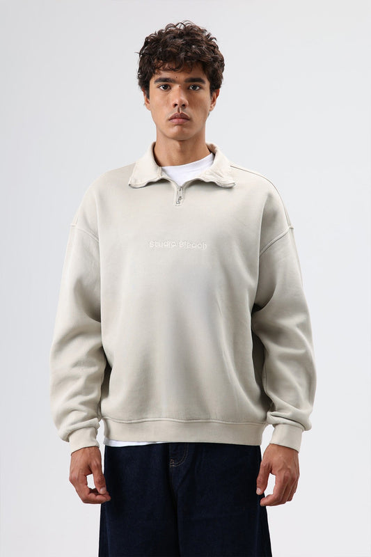 Yaka Fermuarlı Oversize Sweatshirt