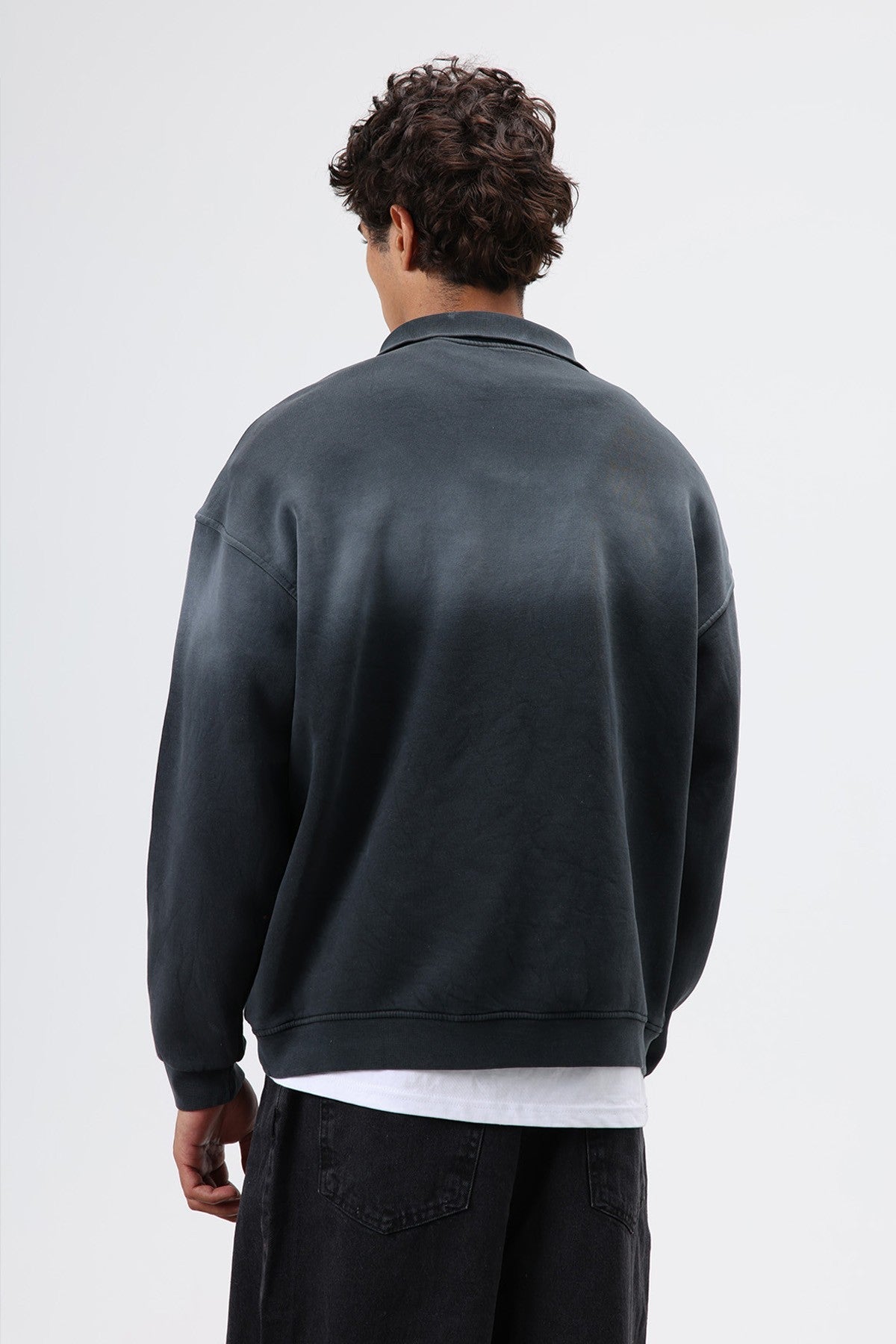 Yaka Fermuarlı Oversize Sweatshirt