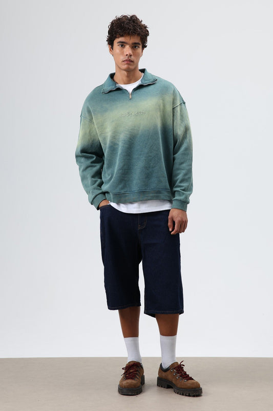 Yaka Fermuarlı Oversize Sweatshirt