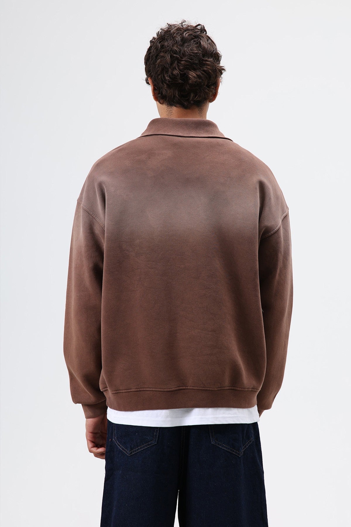 Yaka Fermuarlı Oversize Sweatshirt