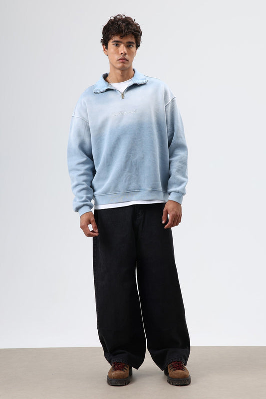 Yaka Fermuarlı Oversize Sweatshirt