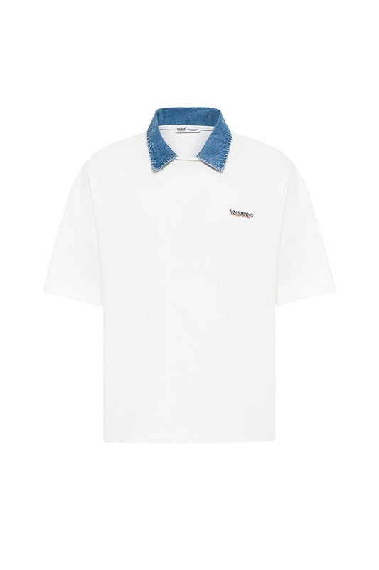 Polo Yaka Yazı Detaylı Oversize Tişört