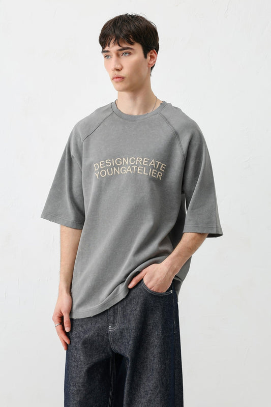 Oversize Reglon Kol Yazı Baskılı Tişört