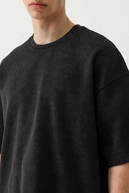 Kısa Kollu Yıkamalı Oversize Tişört