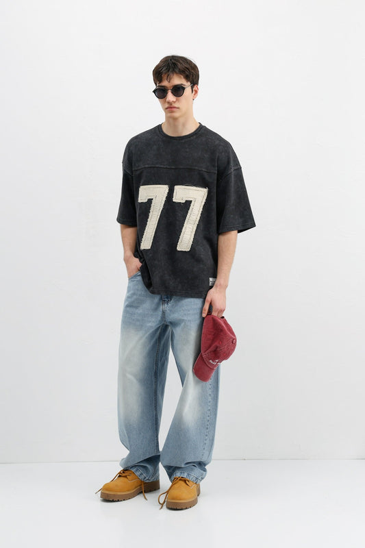 Numara Baskılı Oversize Tişört