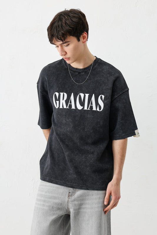 Oversize Gracias Baskılı Tişört