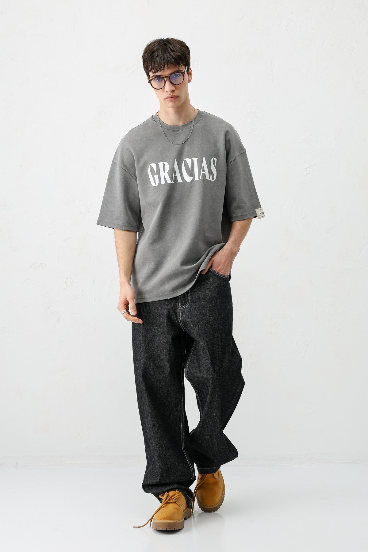 Oversize Gracias Baskılı Tişört