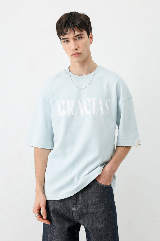 Oversize Gracias Baskılı Tişört