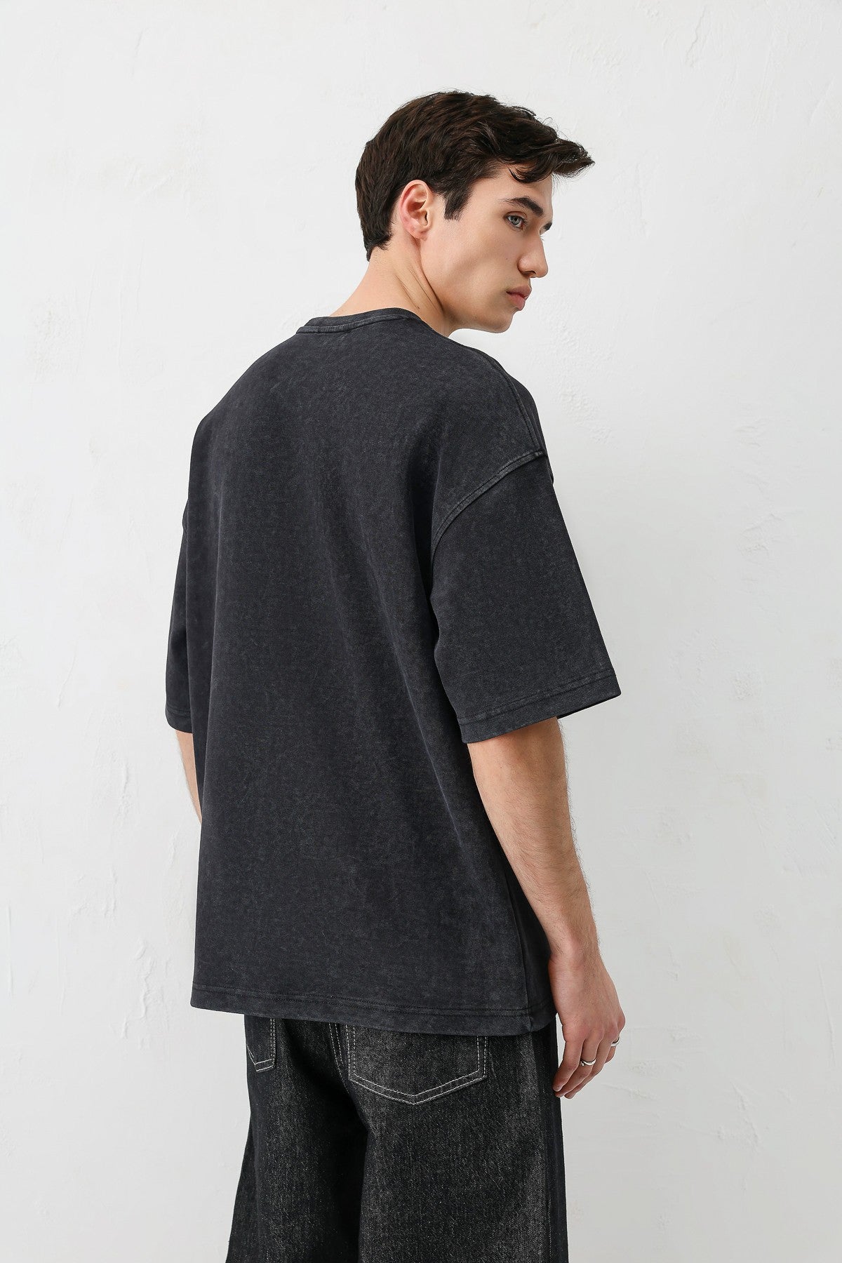 Yıkamalı Baskılı Oversize Tişört