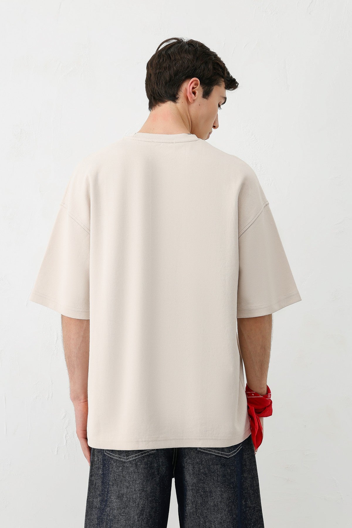 Yıkamalı Baskılı Oversize Tişört