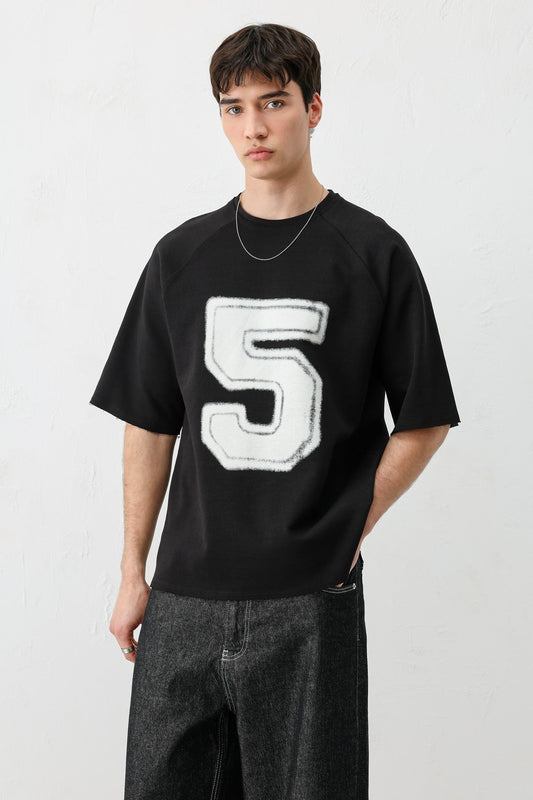 Bisiklet Yaka Oversize 5 Baskılı Tişört