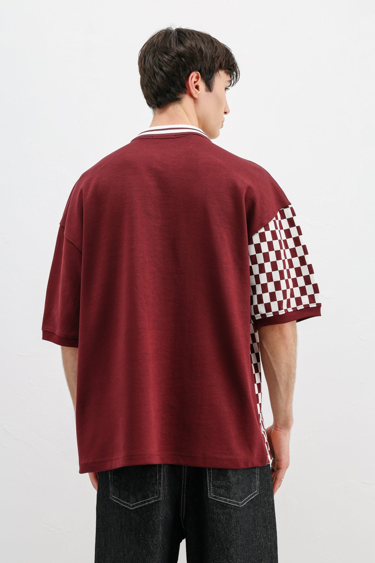 Polo Yaka Baskılı Oversize Tişört