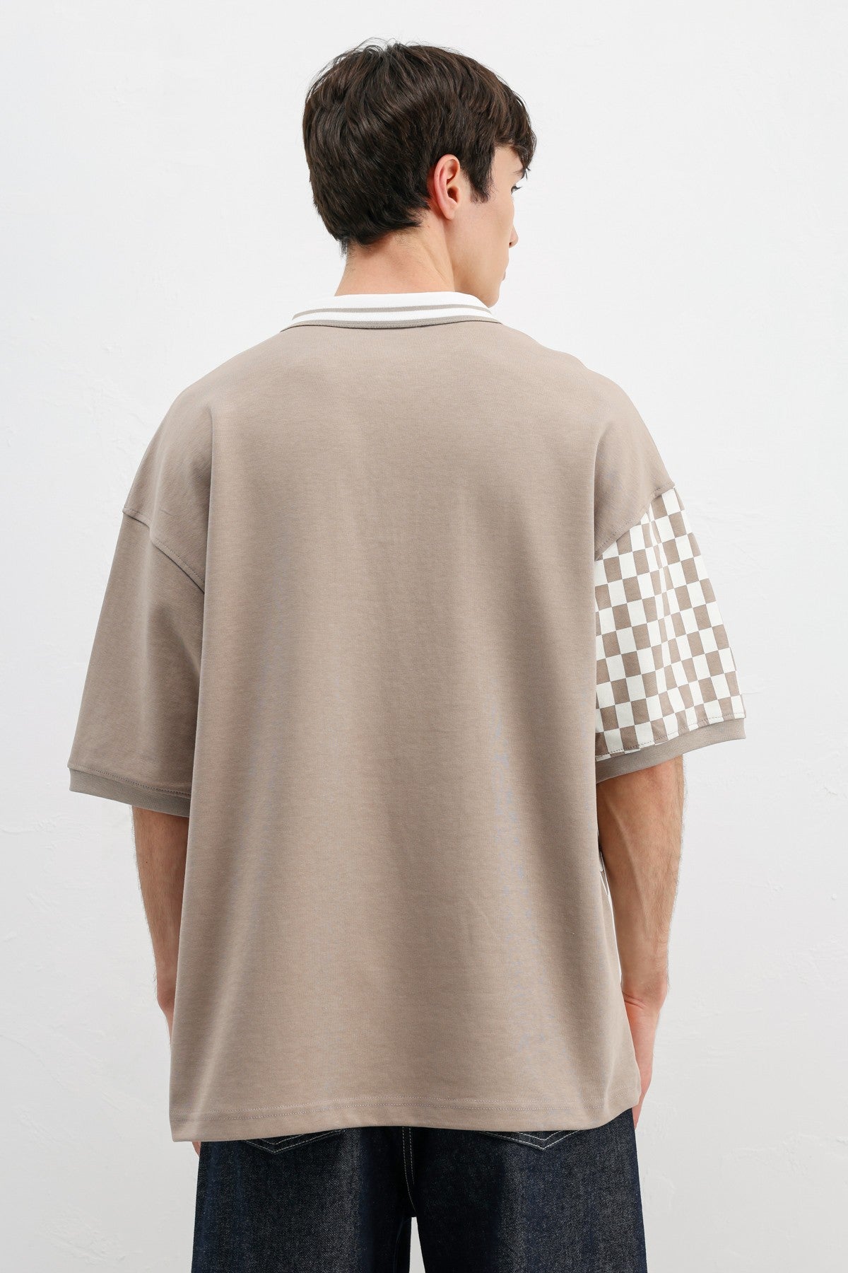 Polo Yaka Baskılı Oversize Tişört