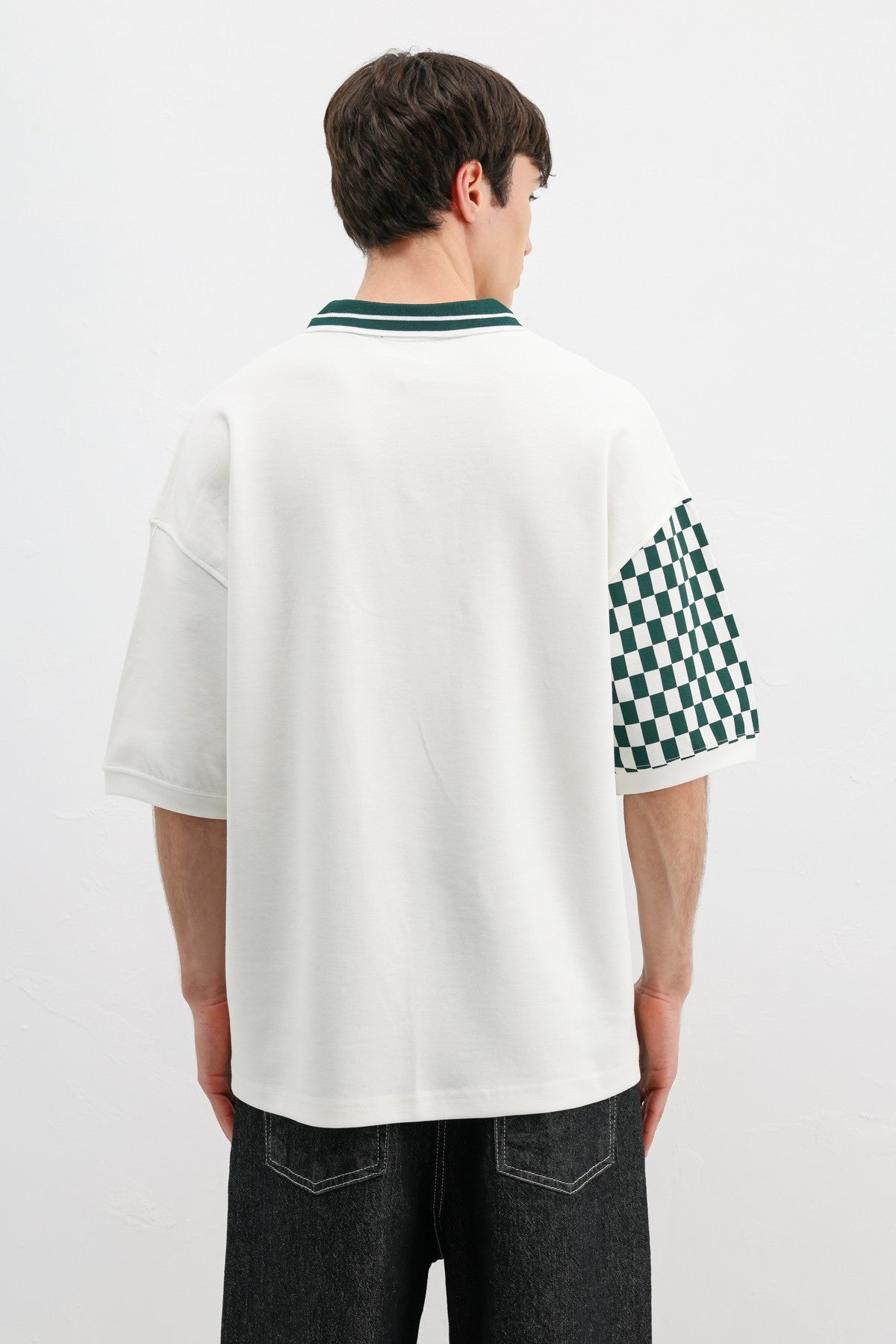 Polo Yaka Baskılı Oversize Tişört