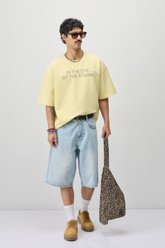Oversize Ön Yazı Baskılı Tişört