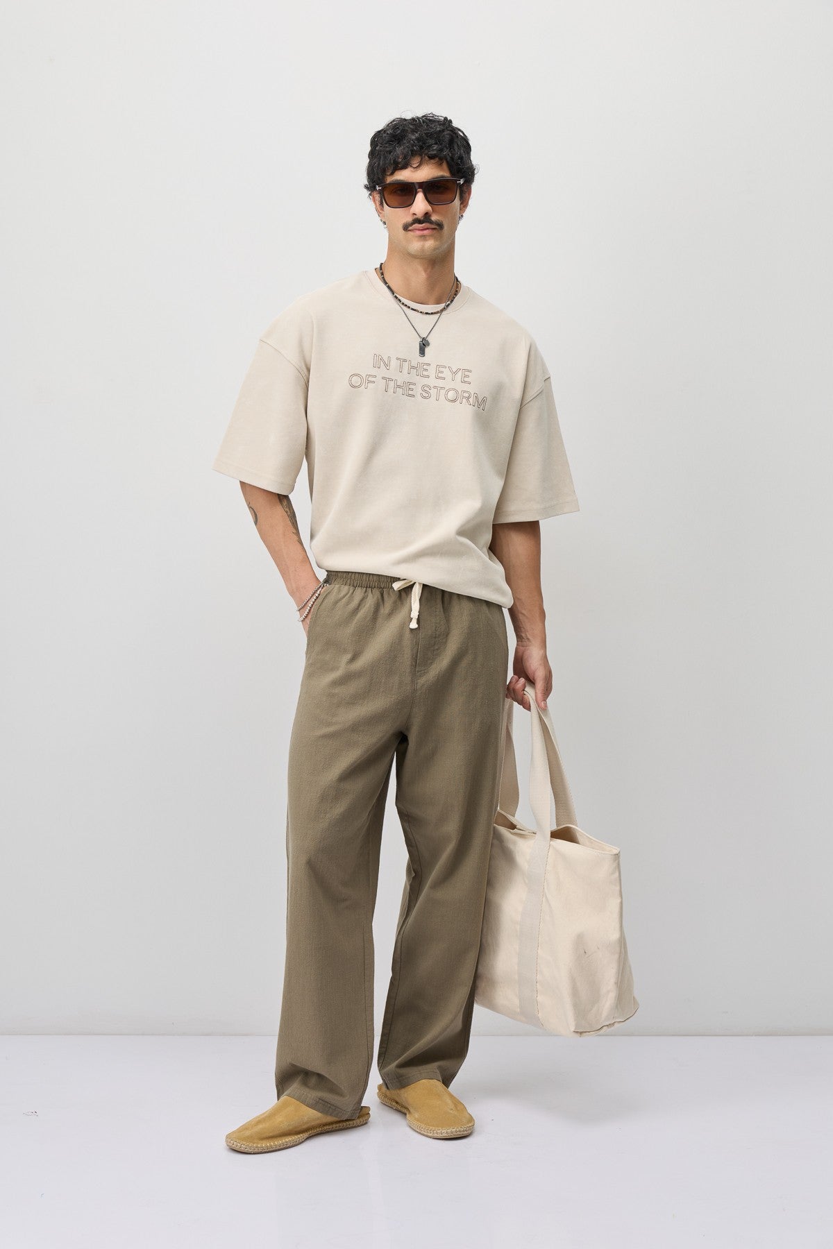 Oversize Ön Yazı Baskılı Tişört