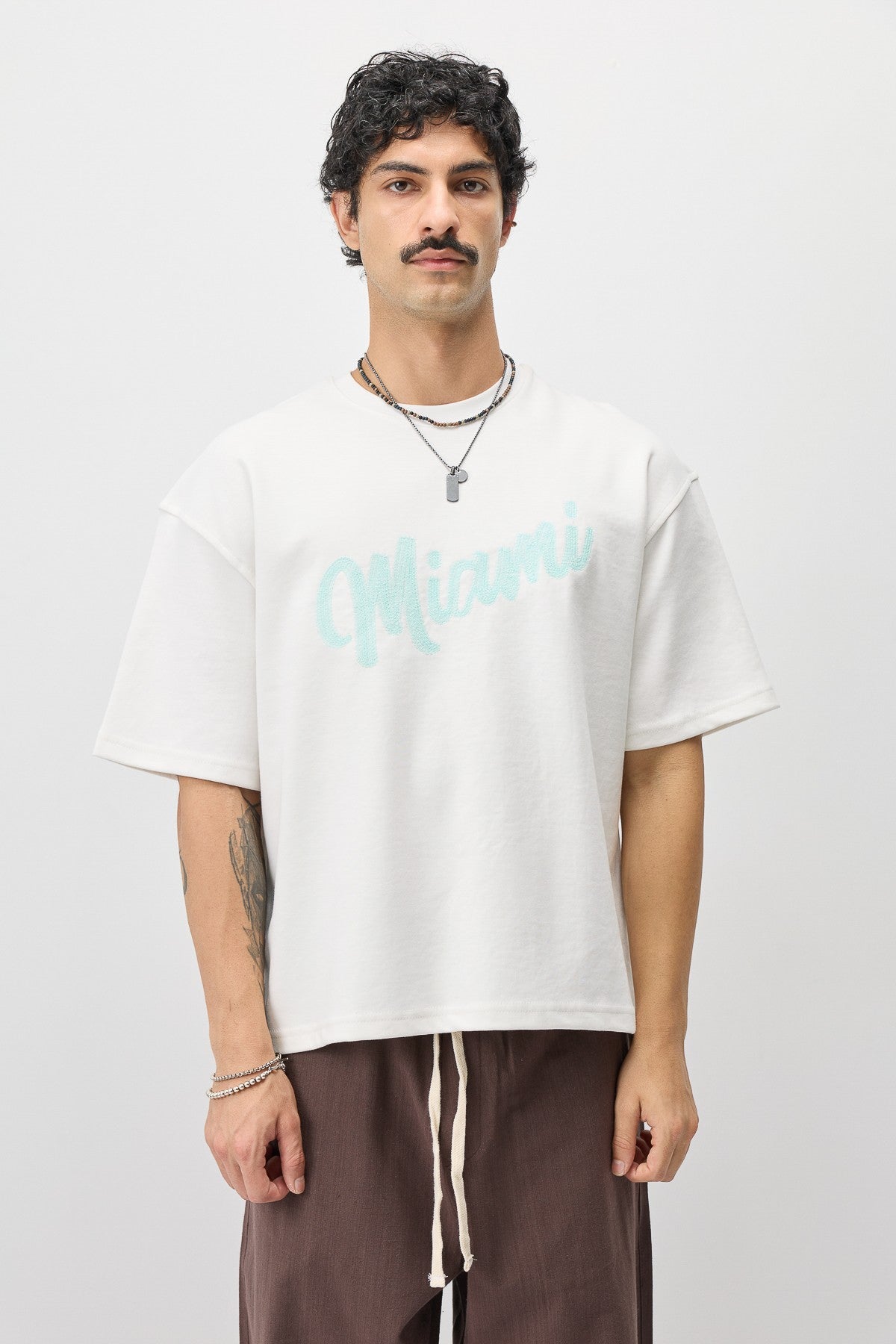 Oversize Miami Baskılı Tişört