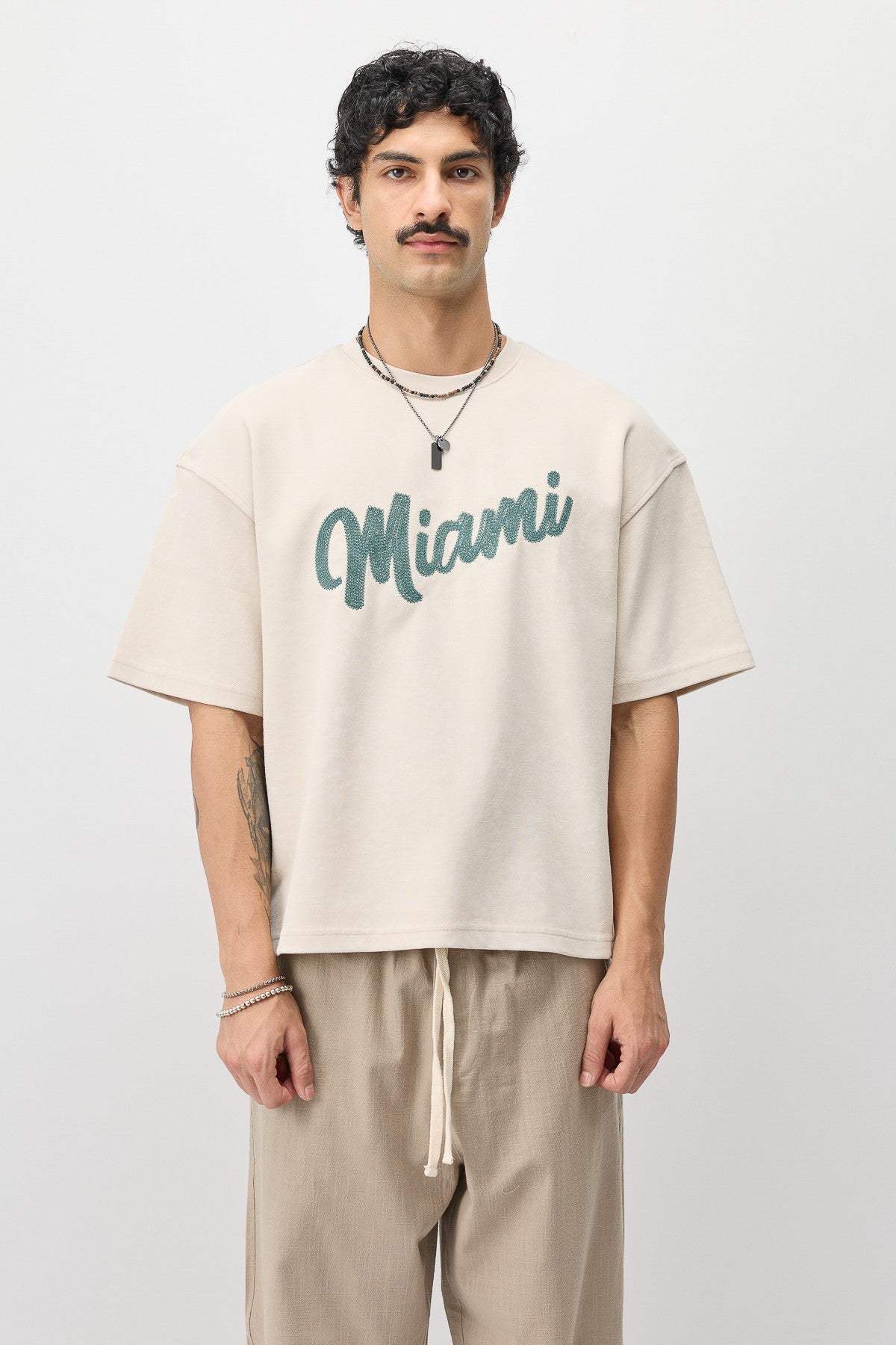 Oversize Miami Baskılı Tişört