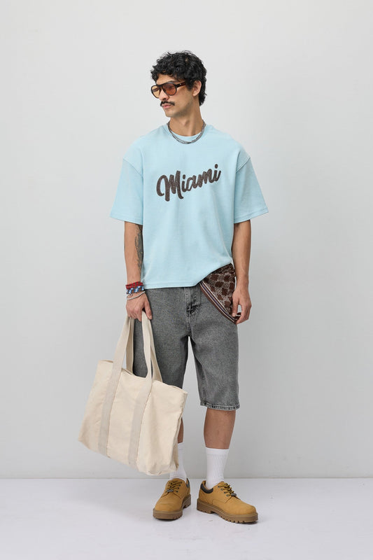 Oversize Miami Baskılı Tişört