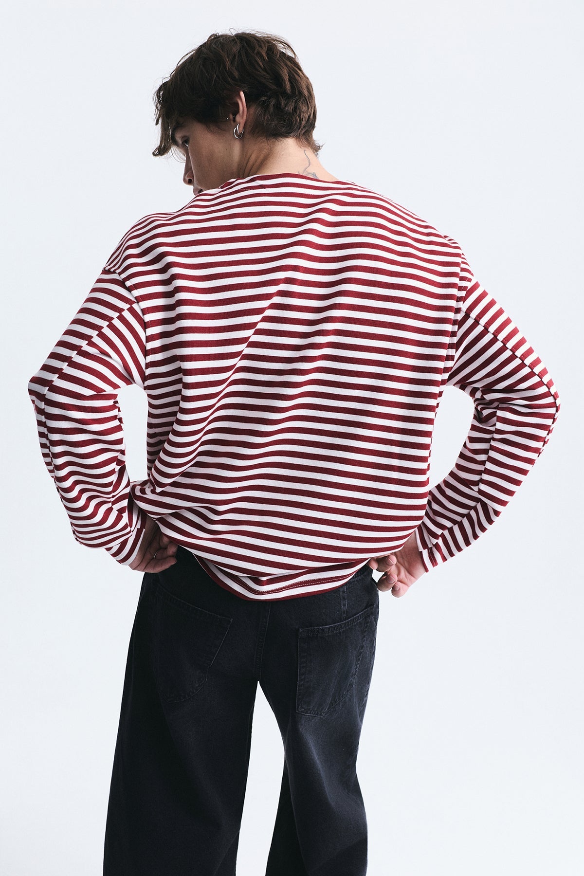 Oversize Çizgili Sweatshirt