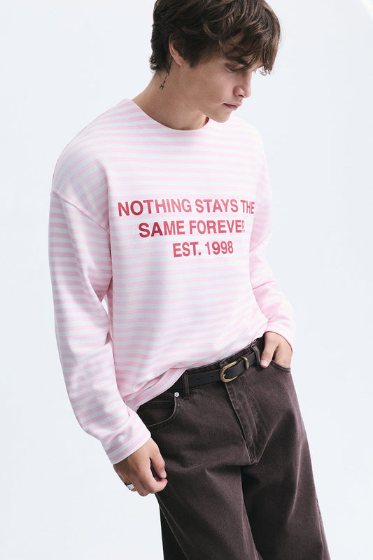 Oversize Çizgili Sweatshirt