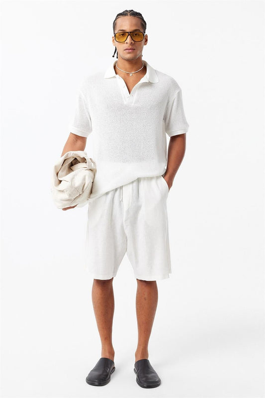 Polo Yaka Triko Oversize Tişört