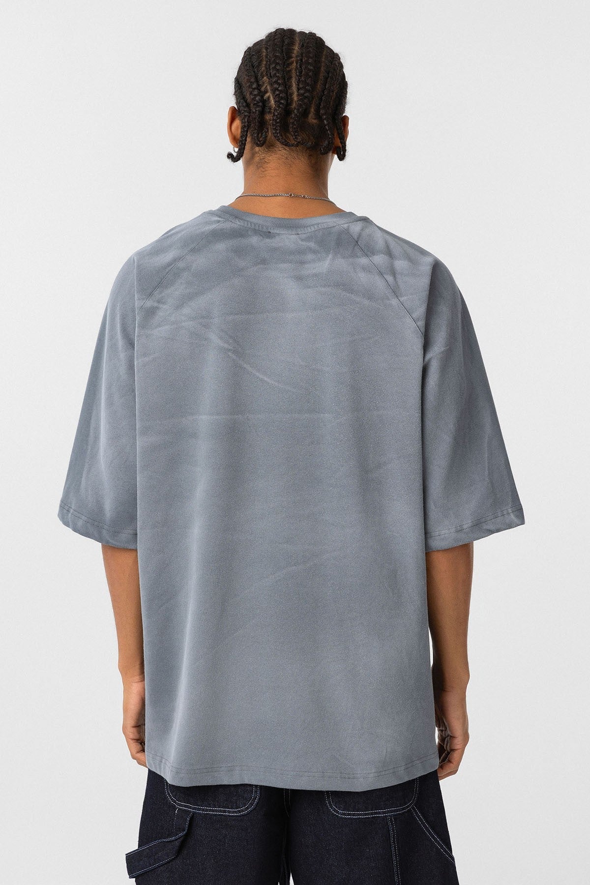 Yıkamalı Ön Baskılı Oversize Tişört