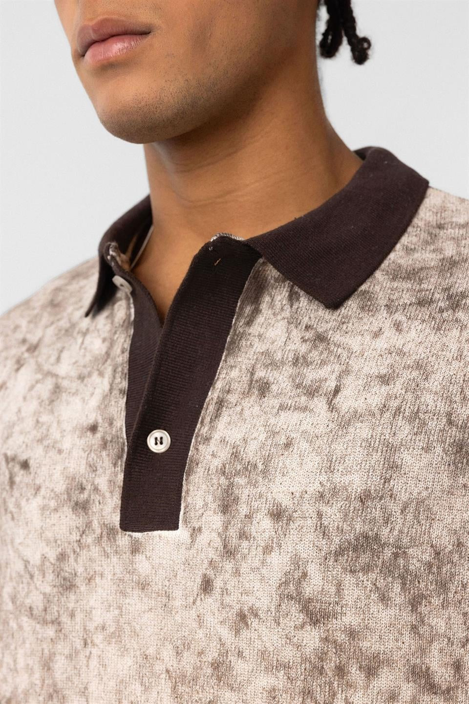 Yıkamalı Triko Oversize Polo Yaka Tişört