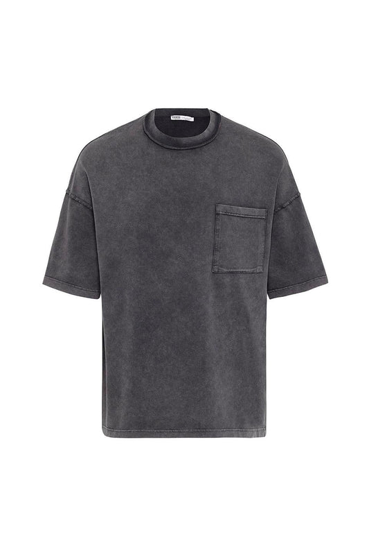 Yıkamalı Oversize Cepli Tişört