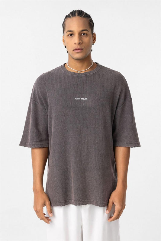 Yıkamalı Triko Oversize Tişört