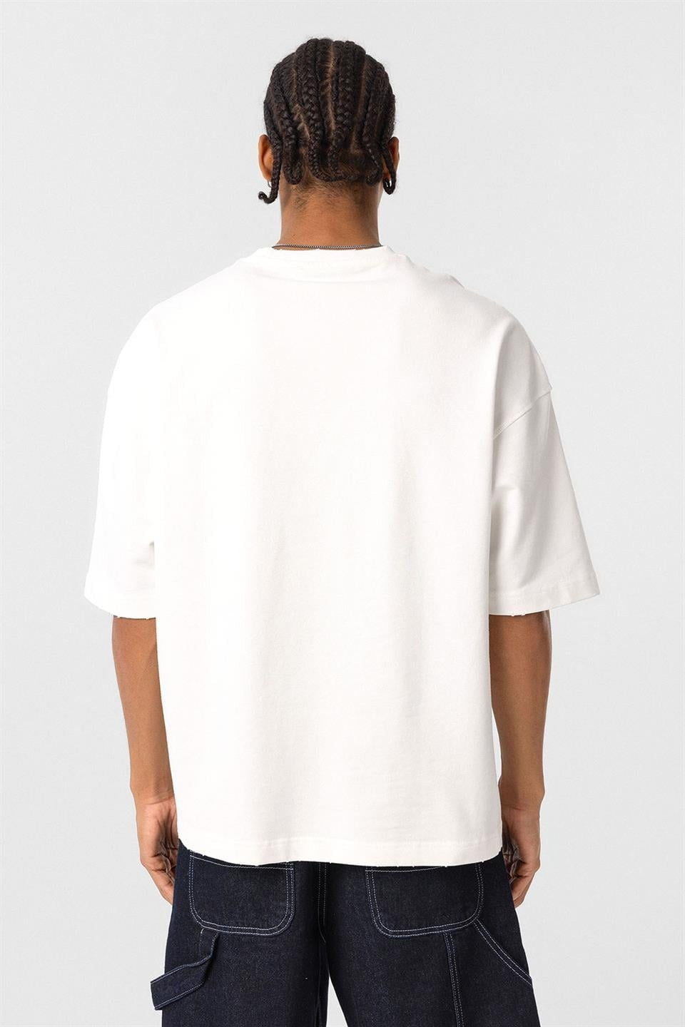Yıkamalı Oversize Baskılı Tişört